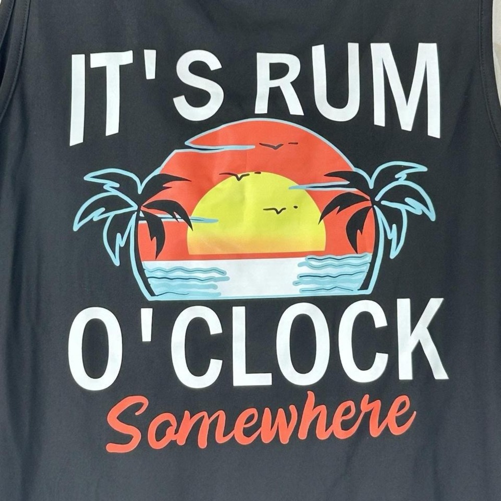 Unbranded Tshirt Medium Black Its Rum Oclock Graphic‎ Somewhere Sleeveless